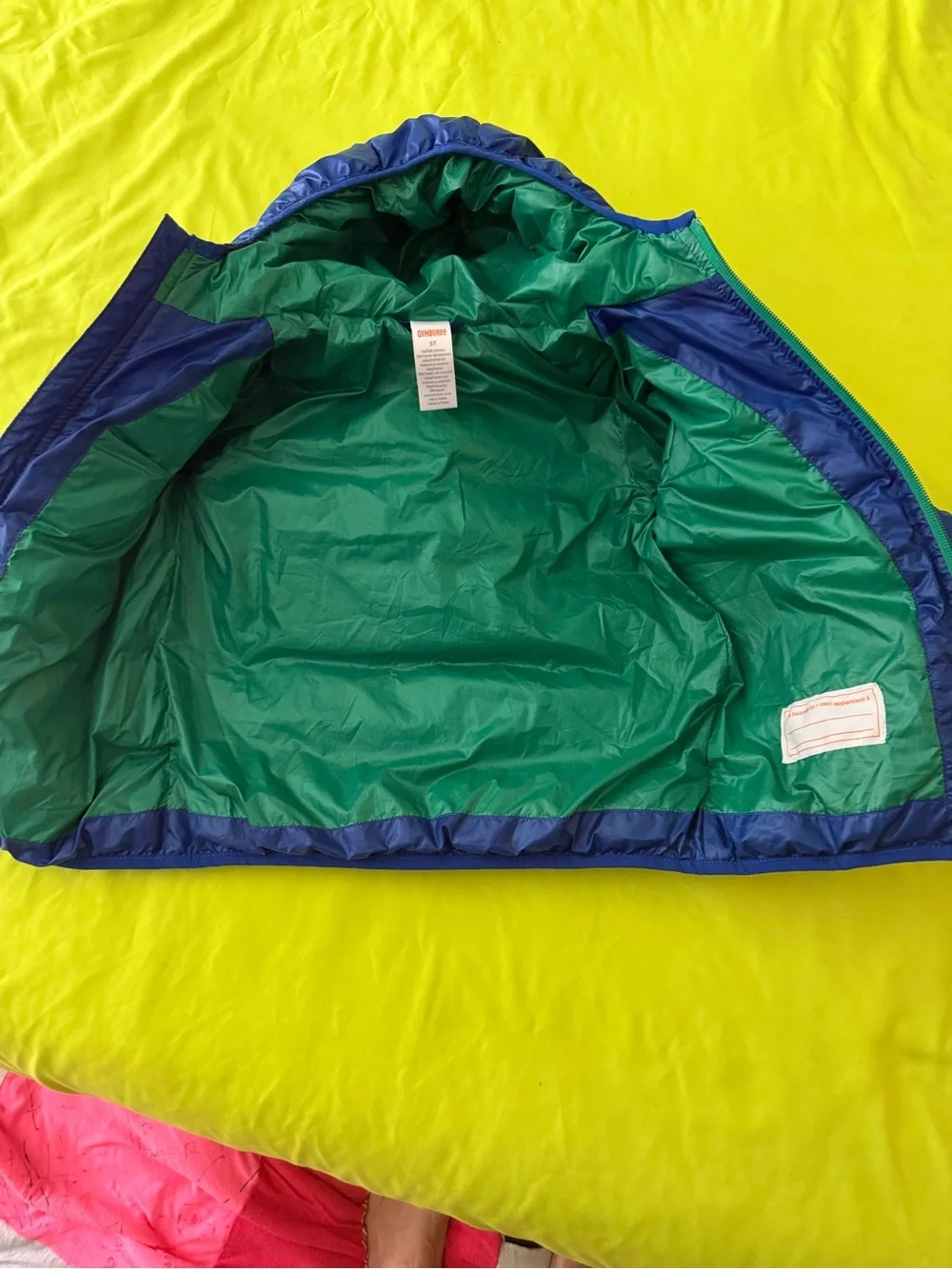 Gymboree Blue Jacket with Green Lining and Trim